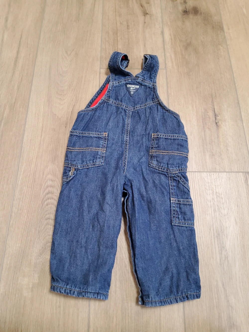 Vintage Classis OshKosh B'gosh Kids 12M Denim Fleece Lined Snap Leg Overalls